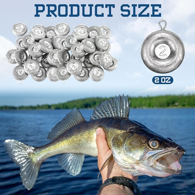 24 Pieces Fishing Disc Sinkers Weights Disc Sinker Fishing Sinkers Weights for Saltwater Catfishing Trolling Surf Tackle
