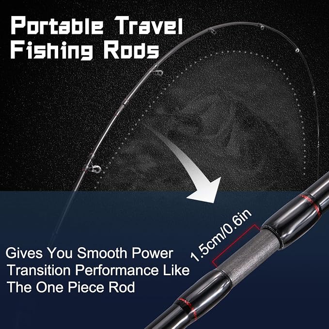 Sougayilang Fishing Rods, Spinning Rods and Casting Fishing Rods, with Full Carbon Fiber Handle, 24T Carbon Fiber 2PCS Fishing Pole for Long Casting Bass, Trout, Panfish