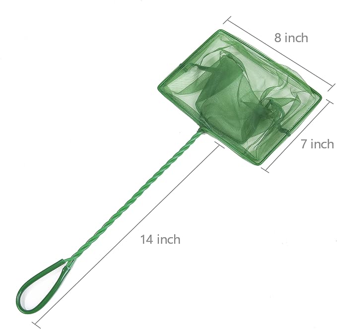 Aquarium Fishing Net Fish Tank Cleaning Tools Fine Mesh Net with Plastic Handle Green 8 Inch
