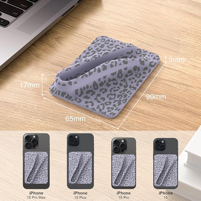 DOB SECHS Silicone Lip Holder for Cell Phone Leopard Lipstick Lip Glaze Phone Case Back Stick On Holder for iPhone and Android Phones Leopard Lip Holder, Purple Leopard