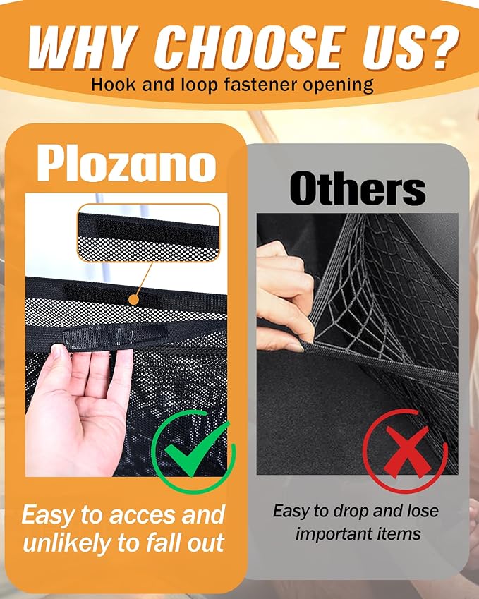 PLOZANO Boat Storage Bag with 3 Divisions, Adjustable Organizer, Mesh Tackle & Life Jacket Holder, Suspended Net for Leaning Post (32 INCH)