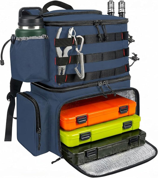 MATEIN Fishing Backpack, Water Resistant Tackle Storage Bag with Rod Holders & Cooler, Fishing Gifts for Men