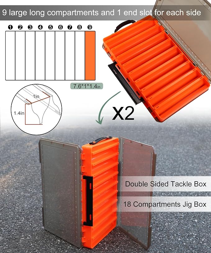 Fishing Lure Box Double Sided Tackle Box 18 Compartment Lure Box 3700 Tackle Tray Crankbait Storage Spinner Bait Tackle Box Large Bait Box
