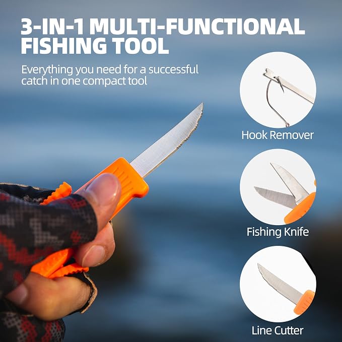 RUNCL Mini Fishing Scissors Line Cutter, Compact Stainless Steel Blades with Non-Slip Handle, Micro Serrated Multi Tool for Braided Fluorocarbon Mono Lines, Saltwater & Freshwater Fishing Gear