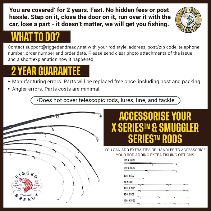 Rigged & Ready X Series™ Travel Fishing Rods. 6 Super Compact Combos and Rods, Multi-Functional, Spinning Poles. 5 to 25 Techniques from one Rod. Spin, Bass, Carp, Fly. Fresh & Saltwater Angling.