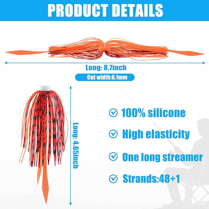 Silicone Jig Skirts Replacement 10/20pcs Bass Fishing Jigs Soft Lures Multi-Color DIY Fishing Lures Skirt for Spinnerbaits, Buzzbaits, Jig Spoons & Blade Baits