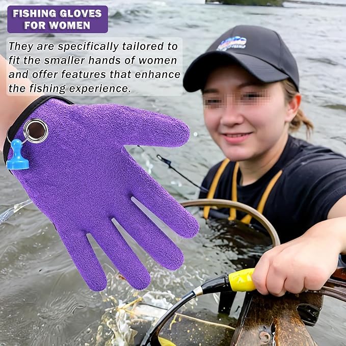 Fishing Gloves with Magnet Release - Non-Slip, Professional, Puncture Proof, Fish Handling