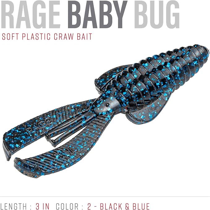 Strike King Rage Bug Fishing Lure, Soft Plastic Grub, Unique Design, Subtle Action