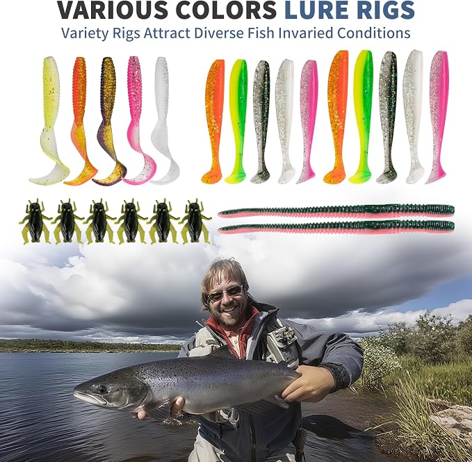 WITOROR Fishing Lures, Tackle Box with Tackle Included, Crankbaits, Spoon, Hooks, Weights & Other Accessories, Fishing Bait Lure Gear Kit Gifts for Men Bass Freshwater