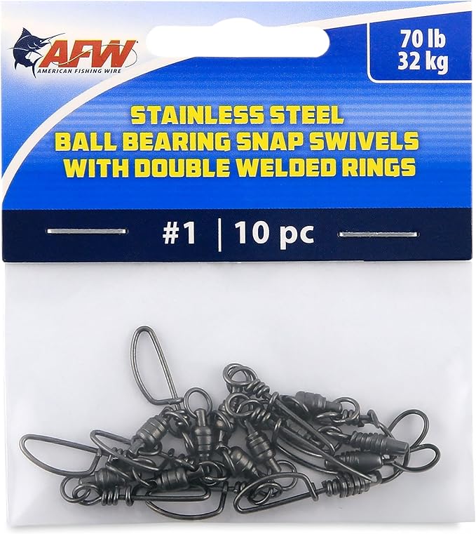 American Fishing Wire Stainless Steel Ball Bearing Snap Swivels with Double Welded Rings
