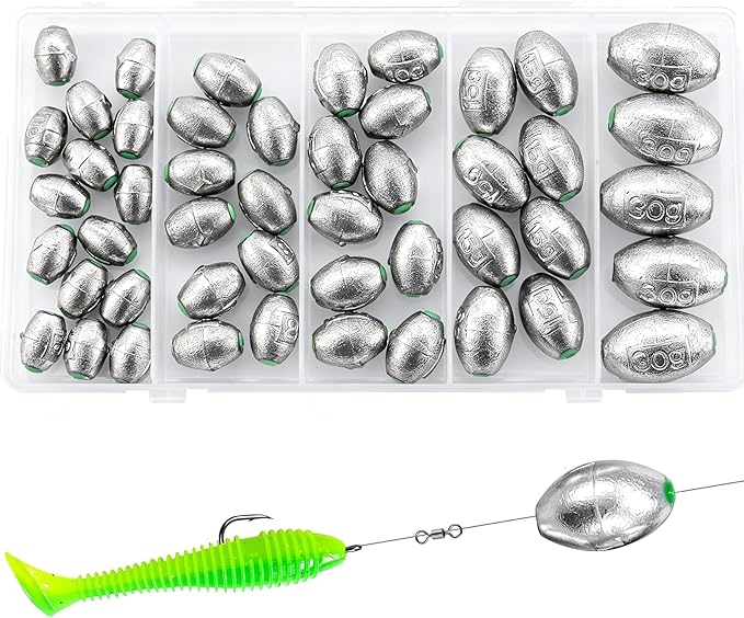 Egg Weights Egg Fishing Sinkers Lead Weights Catfish Weights Slide Sinkers for Fishing Line Assortment