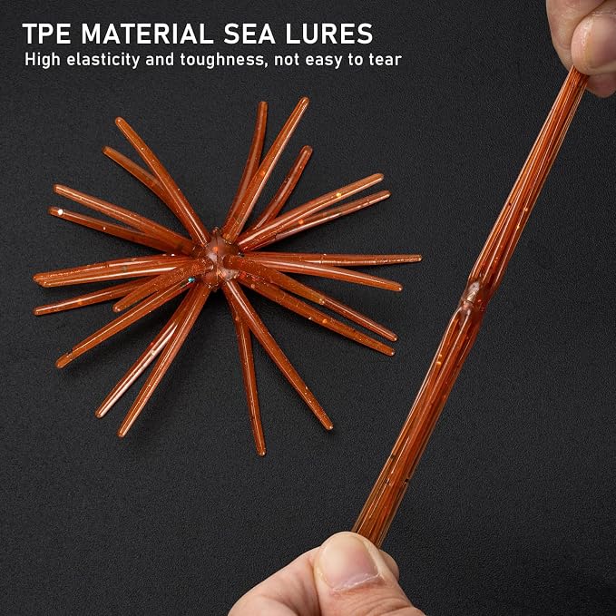 QualyQualy Sea Urchin Soft Lure, Super Durable Tentacle Creature Lure for Bass Pike Trout Fishing Easy Catch Saltwater Freshwater Soft Lures TPE Material