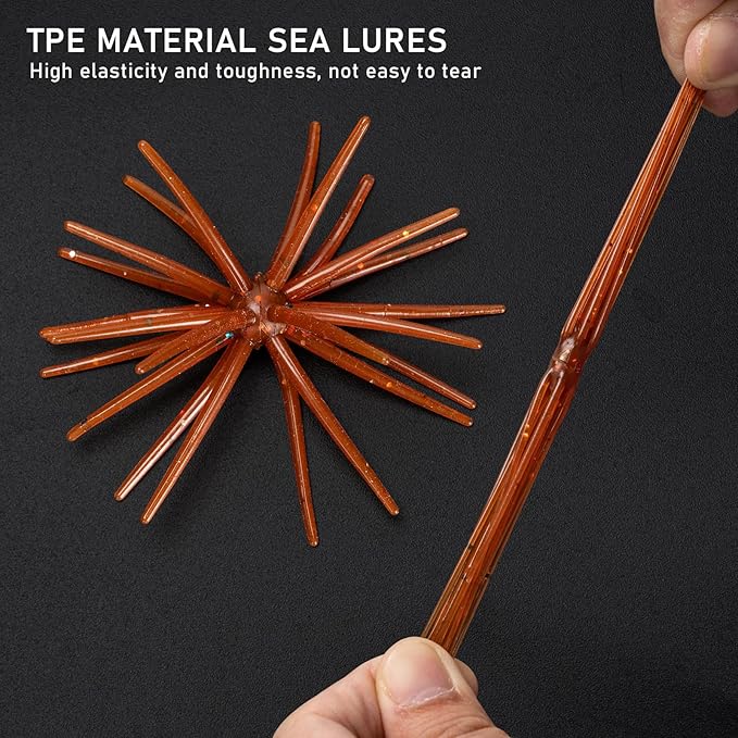 QualyQualy Sea Urchin Soft Lure, Super Durable Tentacle Creature Lure for Bass Pike Trout Fishing Easy Catch Saltwater Freshwater Soft Lures TPE Material
