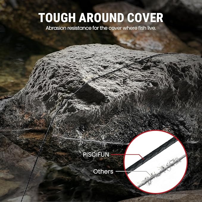 Piscifun Onyx Braided Fishing Line, Superline Abrasion Resistant Braided Lines, Zero Stretch Super Strong, Low Memory, Fast Water Cutting PE Fishing Lines, 6lb-150lb