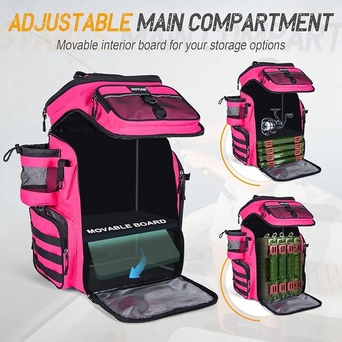 Goture Fishing Backpack with 4 Tackle Boxes, 900D Water-Resistant Tackle Backpack with Rod Holders,Insulated Cooler Compartment, 55L Large Capacity Fishing Gear Storage Bag for Saltwater & Freshwater