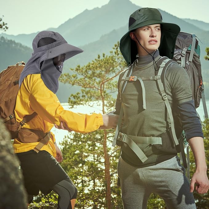 Xuhal 12 Pcs Fishing Sun Hat for Men Women Wide Brim UV Sun Protection Cap Summer Outdoor Hiking Hat Neck and Face Flap