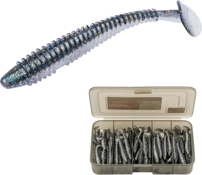 Paddle Tail Swimbaits 100/80/50PCS, 5/4/3/2 inch Soft Fishing Lures Bulk Pack – Durable Lifelike Action Lures for Bass, Trout, Crappie – Freshwater & Saltwater Fishing Gifts