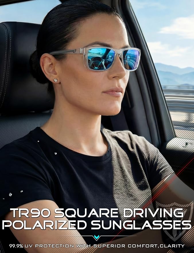 ATTCL Square Polarized Sunglasses for Men: Ultra-Light TR90 Frame UV400 Protection Sun Glasses for Fishing Driving