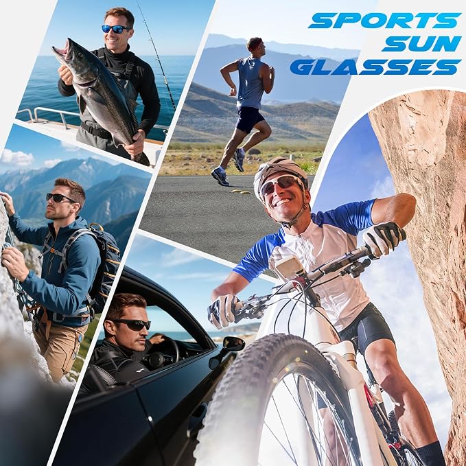 LINVO Polarized Sports Sunglasses Men Women UV400 Protection Wrap Around Goggles for Running Cycling Driving Fishing