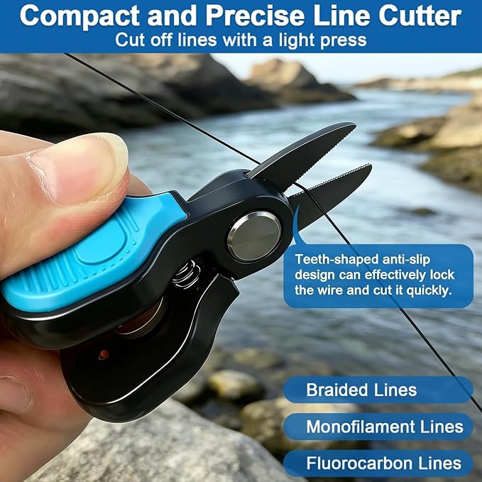 Mini Fishing Scissors,Compact Stainless Steel Blades with Non-Slip Handle,Rust-Resistant Braided Line Cutter Micro Serrated Multi Tool for Saltwater Freshwater Braided Fluorocarbon Mono Lines