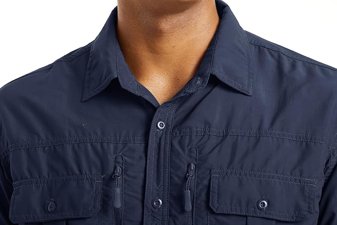 MAGCOMSEN Men's UPF 50+ Sun Protection Shirts, Button Down Long Sleeve Shirt for Hiking, Fishing, Safari