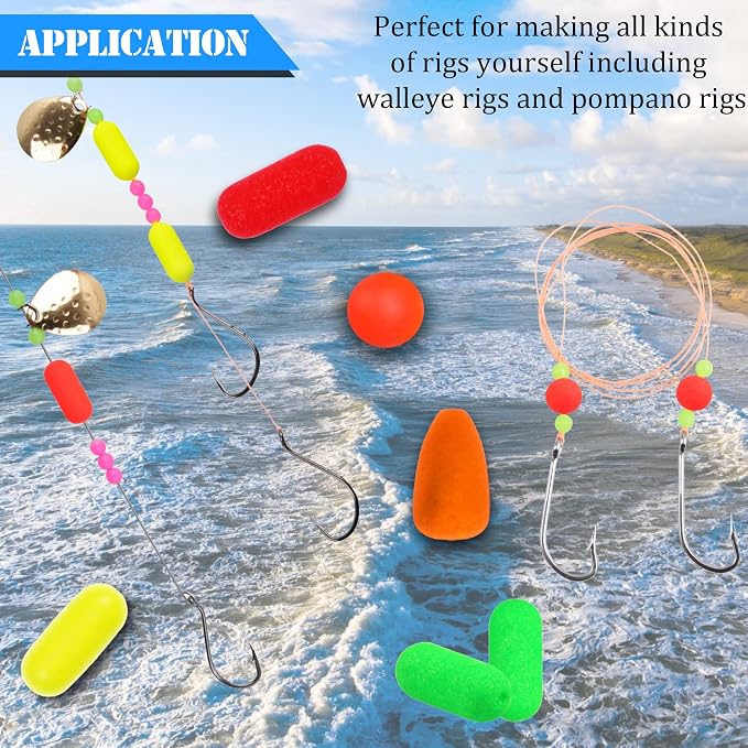 AGOOL Pompano Rigs Fishing Floats Bobbers Snell Float Foam Fishing Rig Floats Live Bait Walleye Rig Making Accessories Bullet Cylinder Float for Trout Catfish
