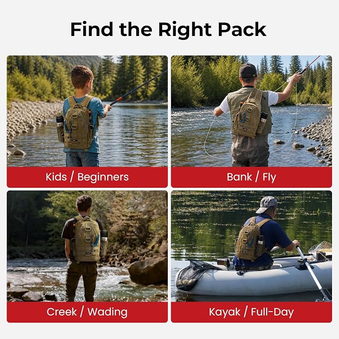 Piscifun Fishing Backpack with Rod Holder, Lightweight Sling Bag Storge Gear and Equipment