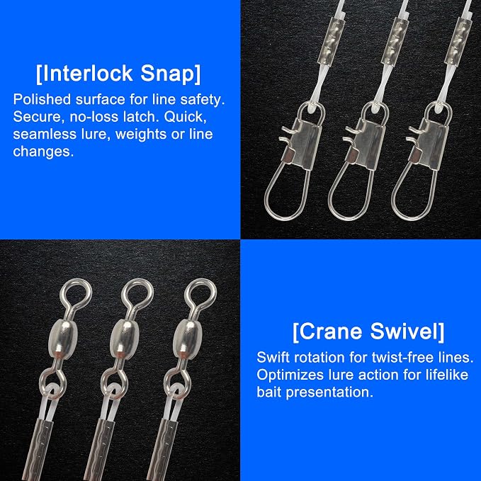Fishing Leaders Saltwater Tackle Rig Surf Fishing Rigs with Swivel Snaps High Strength Wire Leader Bottom Rigs Fishing Gear Equipment for Lures Bait Hooks