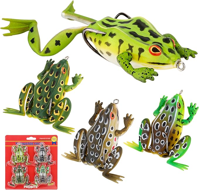 Soft Frog Lures, Topwater Swimbaits for Bass Fishing, Realistic PVC Design, Weedless Hooks, Perfect for Freshwater & Saltwater, Effective Fishing Lures for Pike & Snakehead