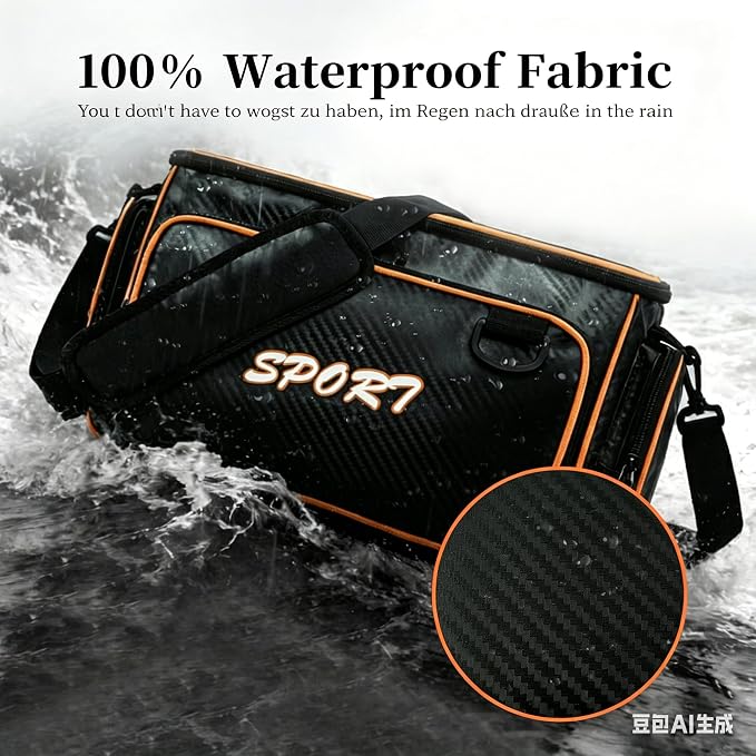 Fishing Tackle Bags - Saltwater & Freshwater Fishing Bags - Waterproof, Padded Shoulder Strap - Gear Storage