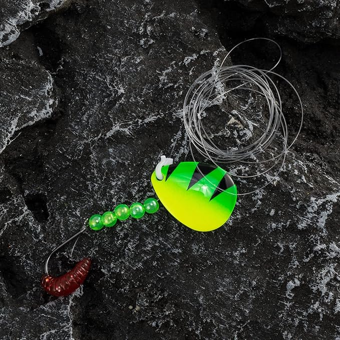Dr. Fish 10 Pack Walleye Rigs Kit, 47 Inches, 15LB Mono Crawler Harness Walleye Float Rig Colorado Spinner Octopus Hooks for Freshwater Trolling