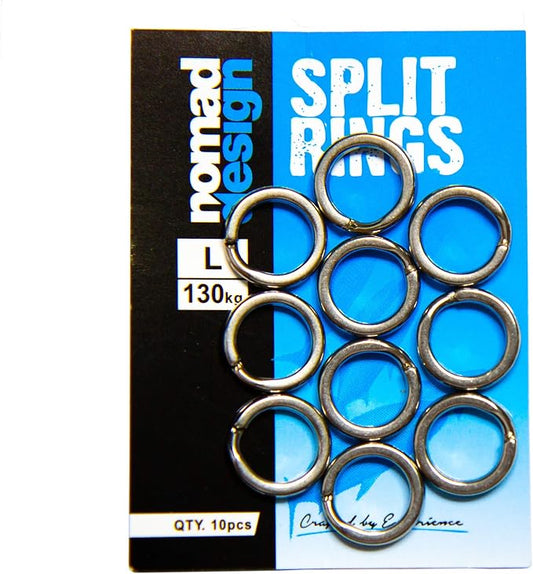 Nomad Design Heavy Duty Split Rings - Snap Ring, Split Ring, Lure Connector Fishing Pliers for Jigging Trolling and Saltwater Freshwater