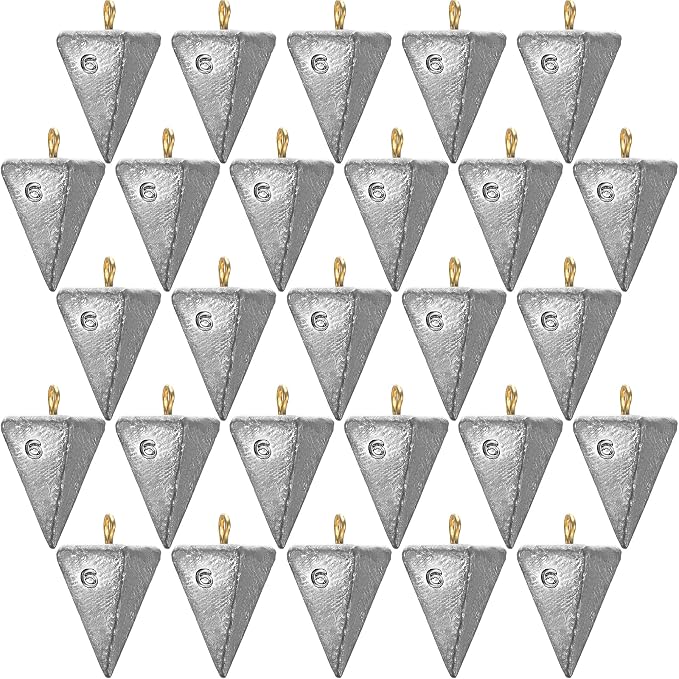 Zhanmai 27 Pieces Pyramid Fishing Weights Sinkers Triangle Rig Pyramid Sinkers for Ocean Saltwater Surf Bass Catfish Fishing Weights Casting Gear Tackle Essential