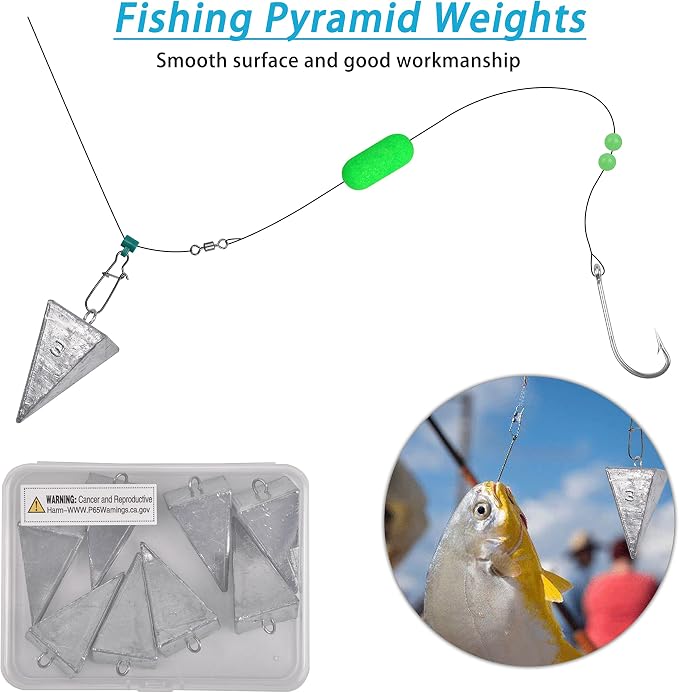 Pyramid Sinkers Fishing Weights Saltwater Pyramid Weights for Surf Fishing Gear Tackle 1oz 2oz 3oz 4oz 5oz 6oz 8oz