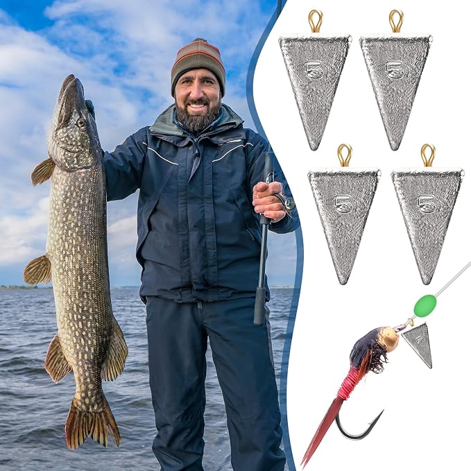 Zhanmai 27 Pieces Pyramid Fishing Weights Sinkers Triangle Rig Pyramid Sinkers for Ocean Saltwater Surf Bass Catfish Fishing Weights Casting Gear Tackle Essential