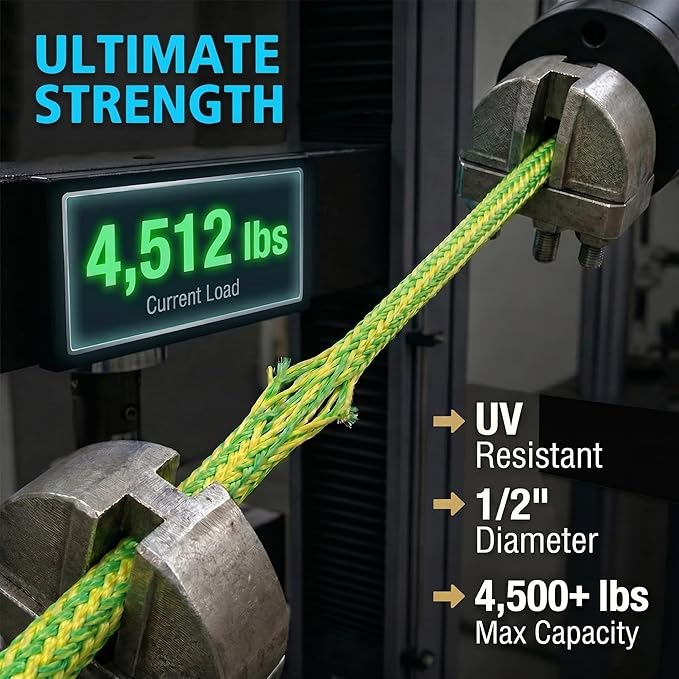 Obcursco Heavy Duty Boat Dock Lines (7ft & 14ft) - 1/2" Marine Mooring Rope with 316 Stainless Steel Clip - Accessories for PWC, Pontoon, Center Console, Jet Ski (Green/Yellow, 2 Pack)