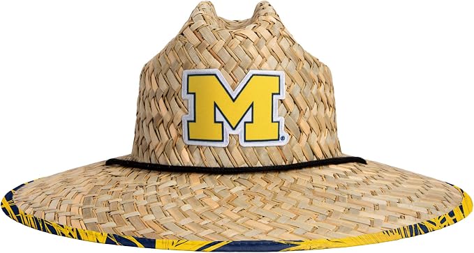 FOCO Men's NCAA College Team Logo Floral Straw Sun Hat