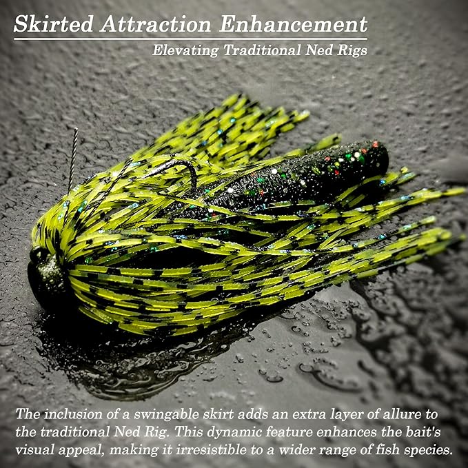 Ned Rig Jig Heads Soft Plastic Worms Fishing Lures Kit, 60/50/10 Pcs Weedless Skirted Mushroom Ned Rigs Jighead Hooks Stick Baits Bass Fishing Lures for Freshwater Saltwater