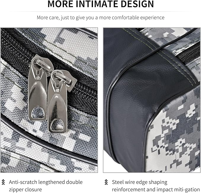 LEOFISHING Portable 3 Layers Fishing Pole Bag Durable Oxford Folding Fishing Rod Reel Carry Case Tackle Storage Bag Case Waterproof Camouflage Travel Fishing Carrier (Grey Camouflage, 150cm/59in)