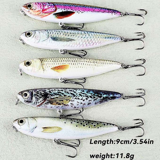 Glide Bait, Slow Sinking Swimbait, Topwater Hard Lures for Bass Catfish,Pike Perch, Freshwater or Saltwater