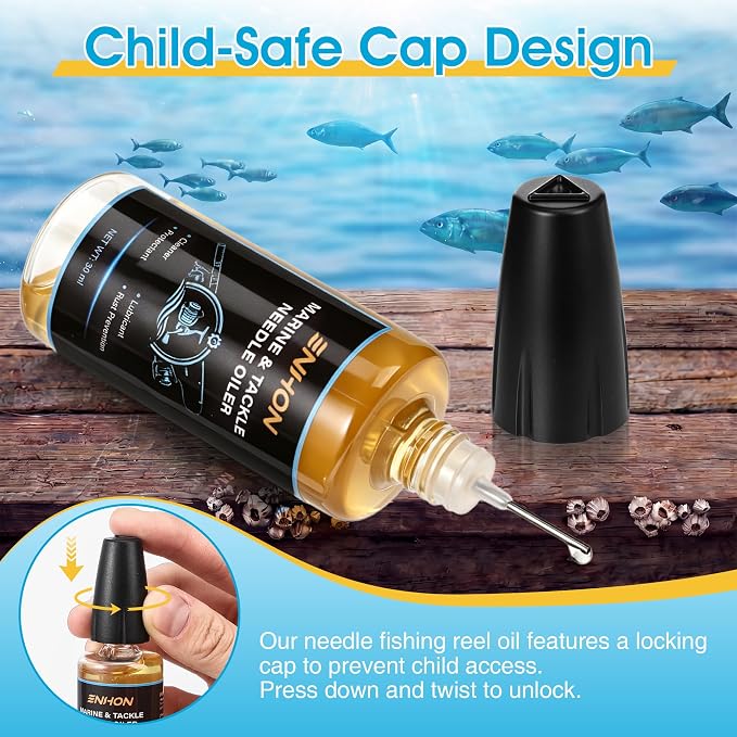 Enhon Fishing Reel Oil Kit, 1 oz Needle Fishing Gear Oil Lubricant, 2 oz Clean Sprayer for Lubricate, 10 g Grease, Cotton Swabs, Microfiber Cloth, Fish Reel Maintenance Kit for Fish Care Reels & More