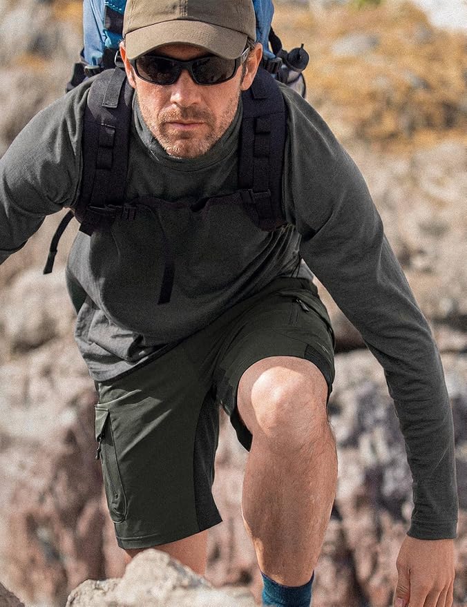 XKTTAC Men's Outdoor Quick Dry Lightweight Stretchy Shorts for Hiking, Tactical, Camping, Travel with 6 Pockets