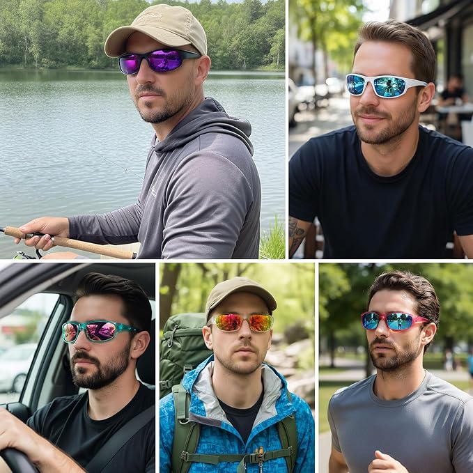 Sports Polarized Sunglasses for Men Women Wrap Around Sun Glasses Fishing Cycling Driving Running UV Protection