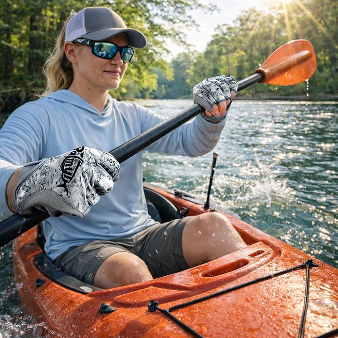 Palmyth UPF 50+ Fingerless Sun Fishing Gloves –UV Protection Lightweight Water Sports Gloves for Kayaking, Paddling & Canoeing