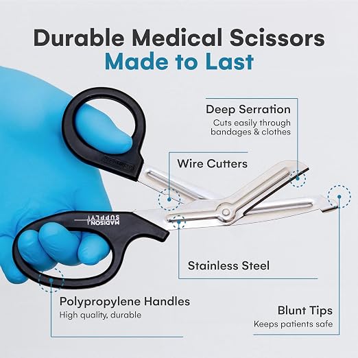 Madison Supply - Medical Scissors (BlackHandle/Stainless Blades)