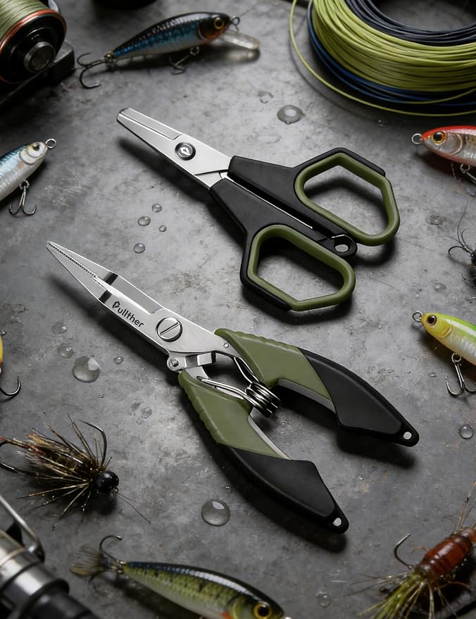 Fishing Tools Kit, Fishing Pliers,Fishing Scissors, Fishing Line Cutter for Braided Fishing Line,Fishing Gear with Lanyard