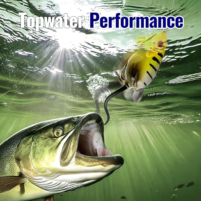 Topwater Mouse Rat Fishing Lure, 5pcs Realistic Soft Rat Bait for Bass, Trout, Pike, Muskie, Hollow Body, Weedless Double‑Barb Hooks, Spinnerbait Blade, Glide Bait & Crankbait Compatible