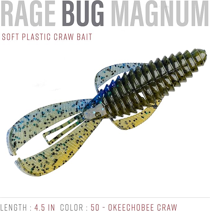 Strike King Rage Bug Fishing Lure, Soft Plastic Grub, Unique Design, Subtle Action