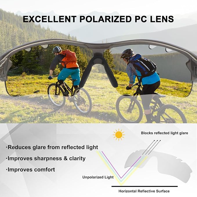 BangLong Polarized Cycling Sunglasses for Men Women, 26g Sports Sunglasses with 5 Lenses for Running Fishing Baseball Driving