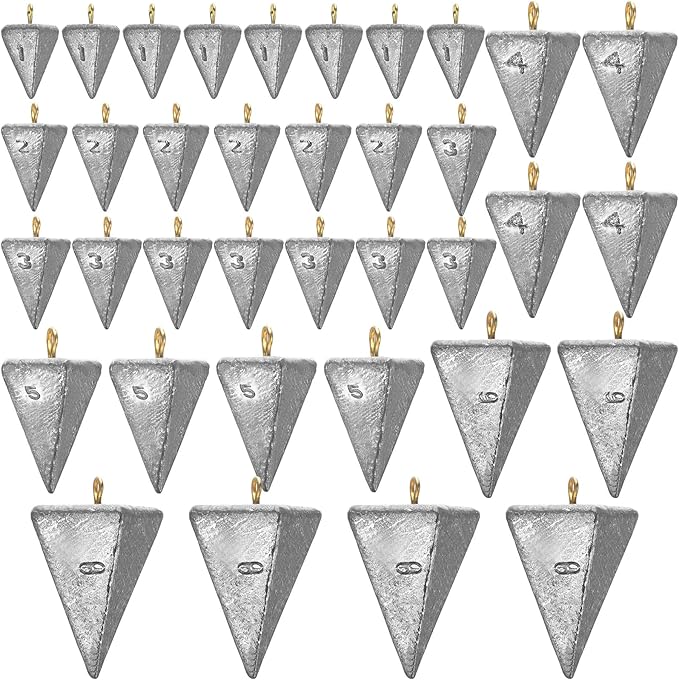 36 Pcs Pyramid Fishing Weights Sinkers Saltwater Pyramid Sinkers Rig Fishing Weights Gear Tackle Surf Casting Freshwater Ocean Catfish